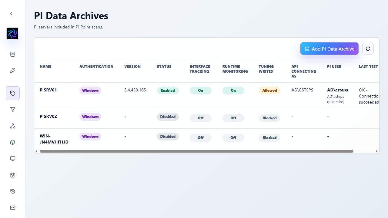 PI Data Archive targets