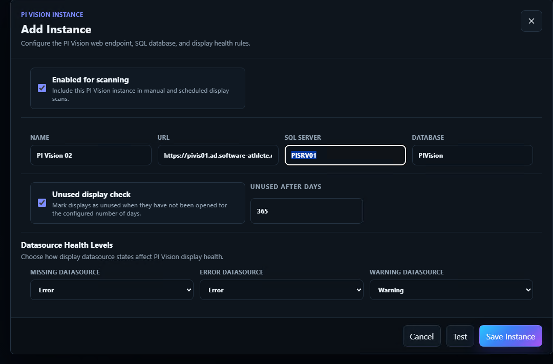 Add PI Vision instance