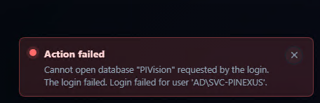 PI Vision connection failure