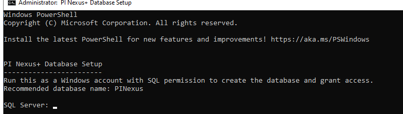 Database setup console