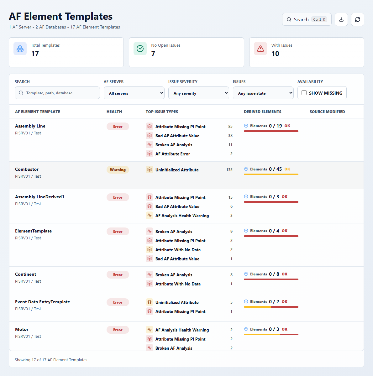AF Templates Page