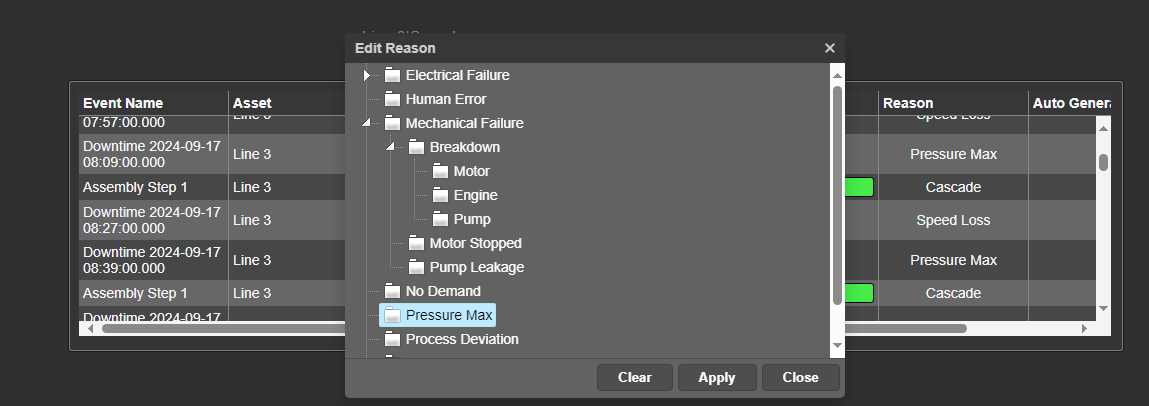 Events Table+ - Edit Reason Code