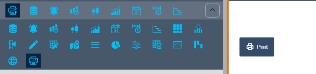 Vision Report+ print button symbol in the PI Vision symbol palette and placed on a display